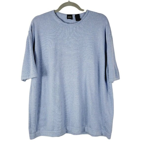 Hugo Boss Other - Vintage Hugo Boss Sz Large Knit Sweater Short Sleeve Light Blue Preppy Casual